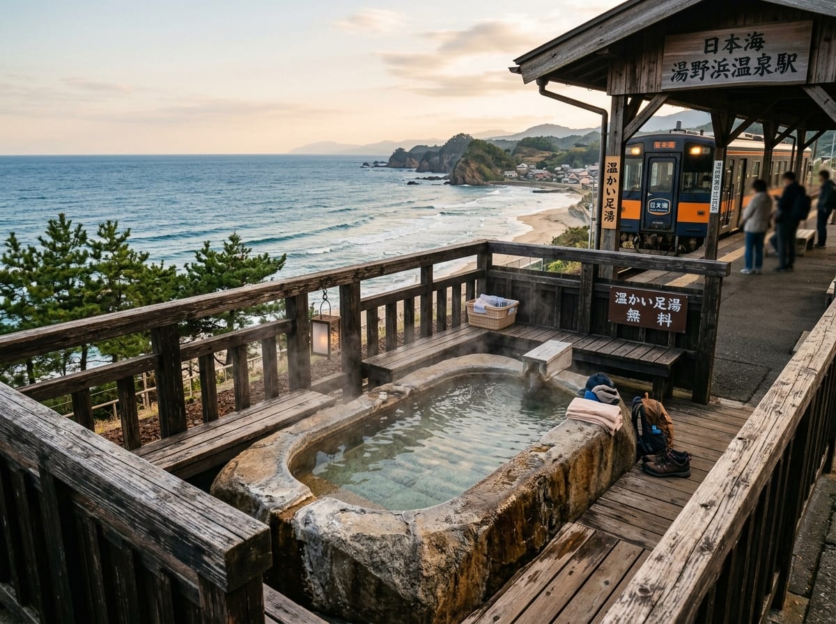 浜村温泉 浜村駅前の足湯