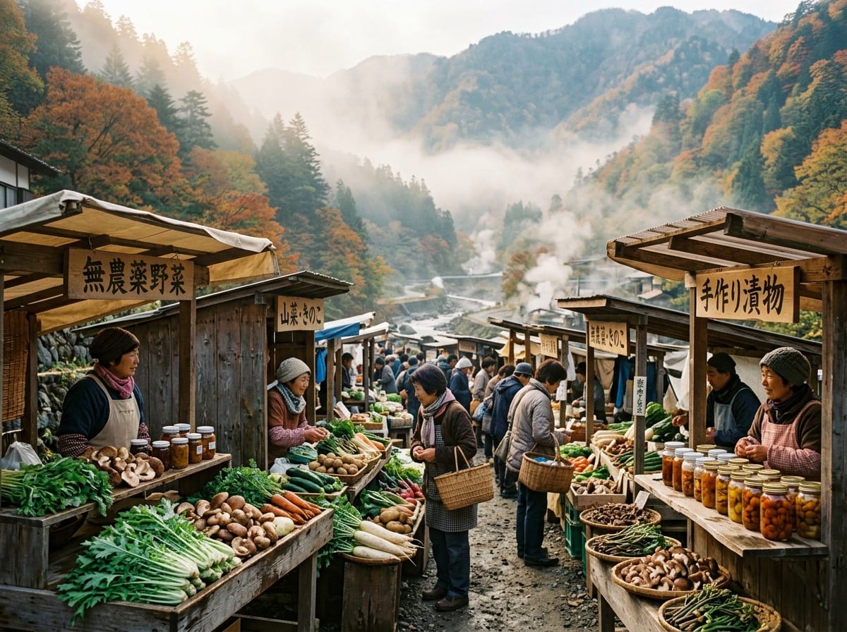 秋の宮温泉郷朝市
